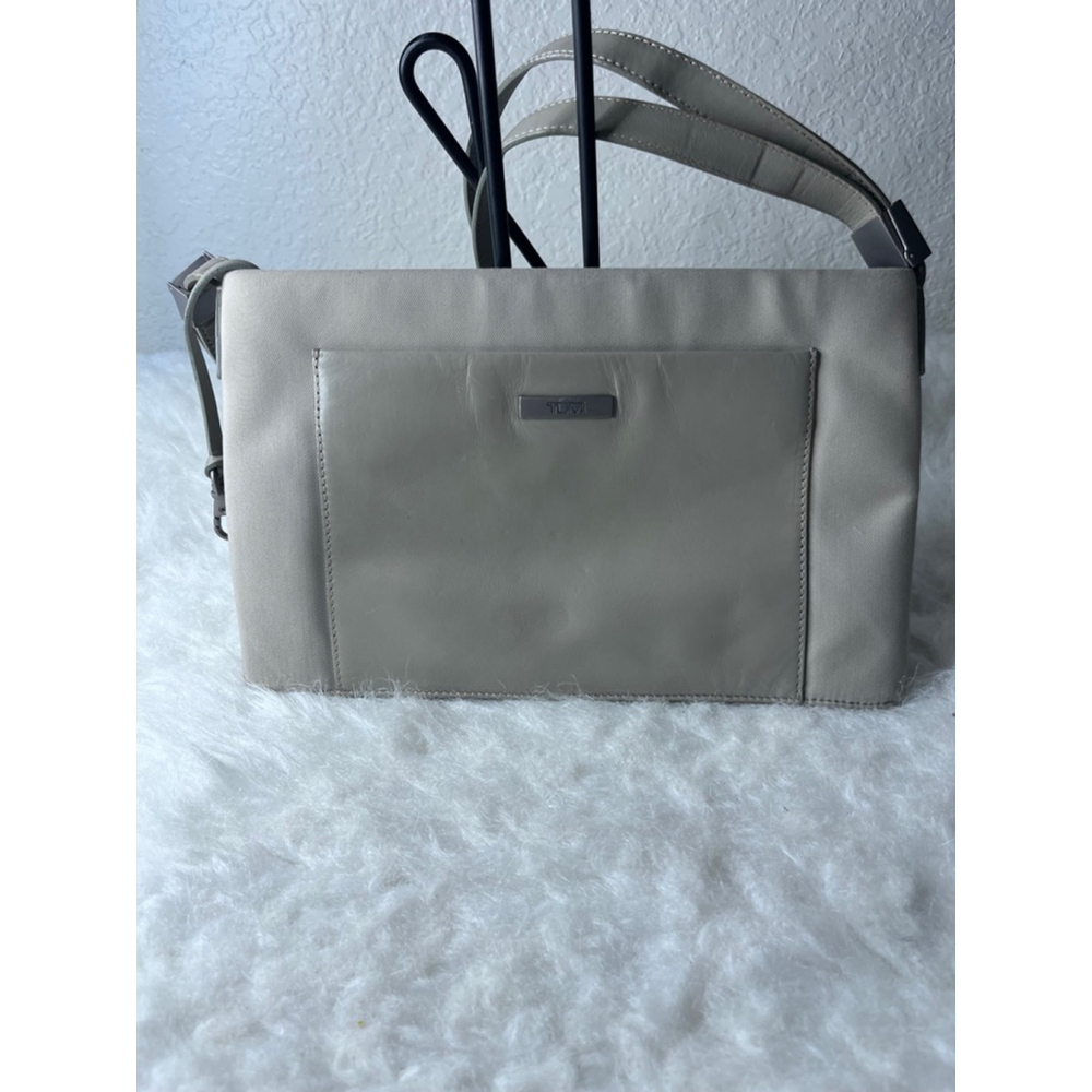 Tumi Nash Crossbody Shoulder Bag Tan Nylon Leather Blend